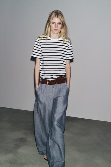 CAMISETA BÁSICA ALGODÓN - rayas de Zara - Imagen 0