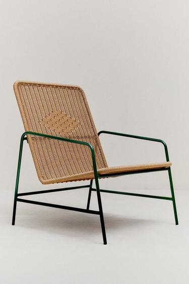 WOVEN OUTDOOR CHAIR WITH GEOMETRIC DETAIL - Brown / Green by Zara
