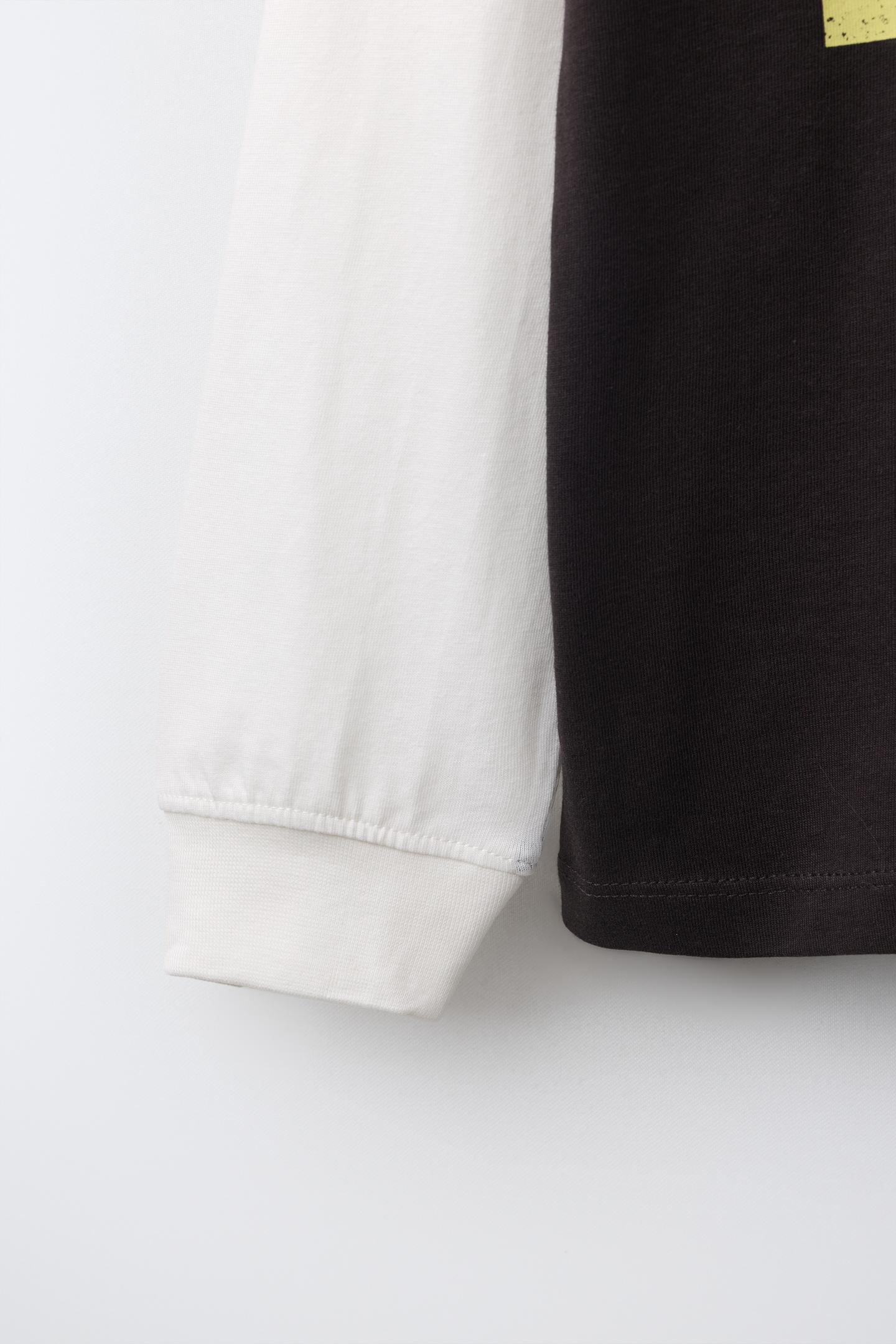 Детская футболка Zara Color Block Print, цвет: Тёмный антрацитовый — фото 4