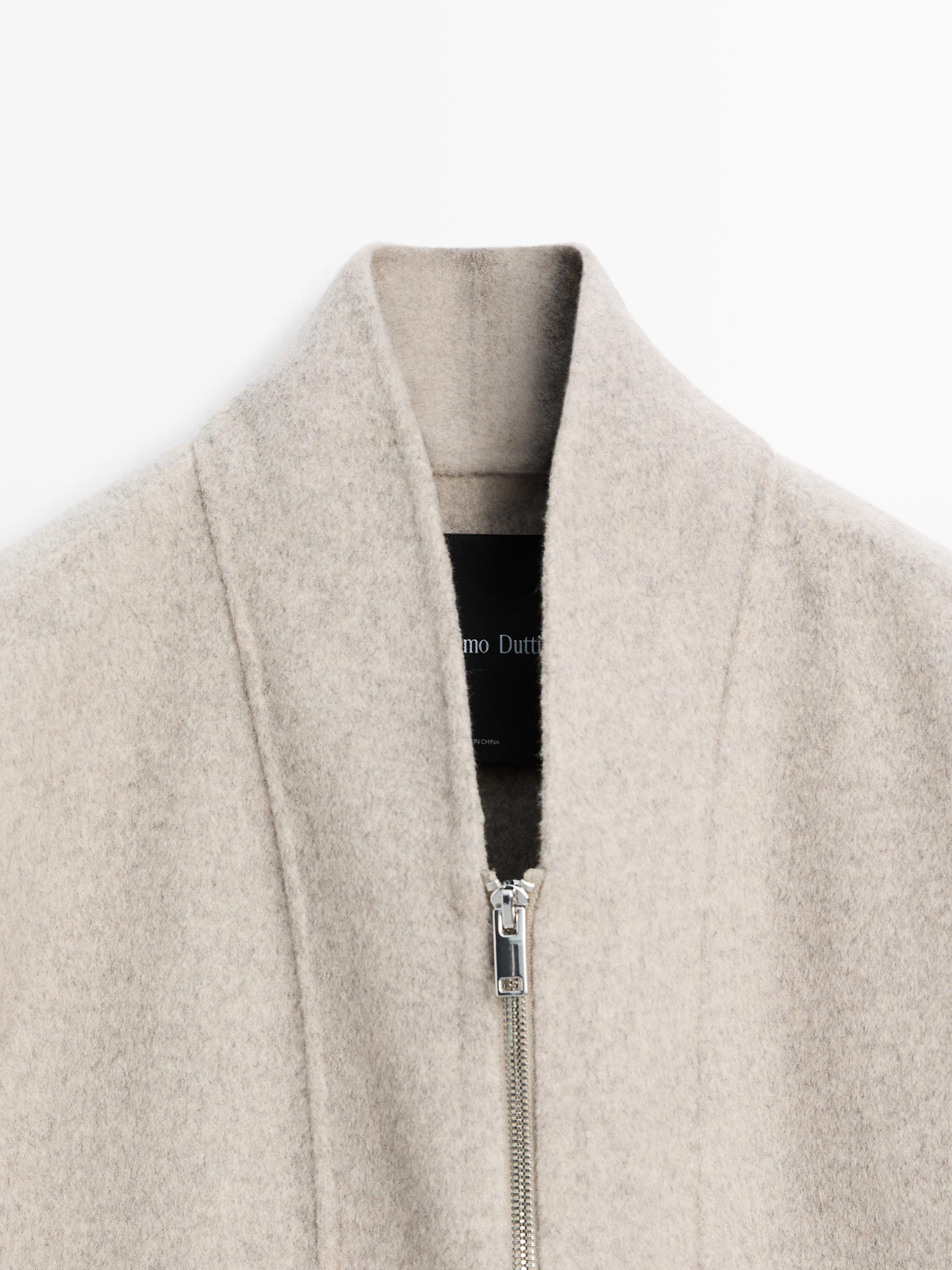 Zip-up wool blend coat