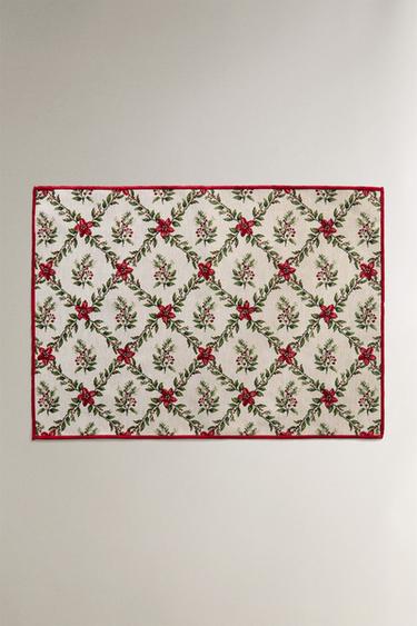 CHRISTMAS DIAMOND JACQUARD PLACEMAT - Red by Zara - Image 0