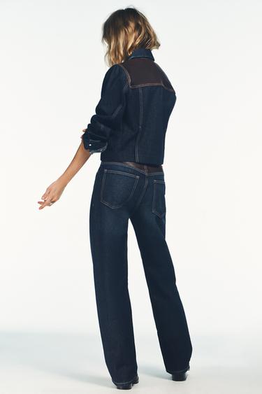 JEANS TRF DROIT LARGE TAILLE HAUTE CUIR - Indigo foncé de Zara - Image 2