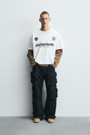 T-SHIRT WITH CONTRAST PRINTS - White by Zara - Image 0