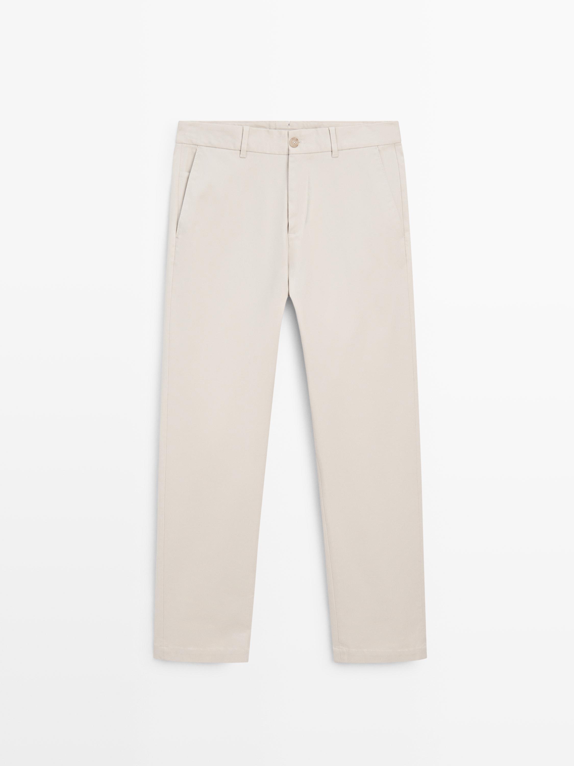 Cotton blend tapered fit trousers
