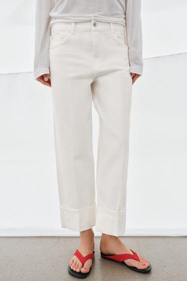 ZW COLLECTION LOW-RISE STRAIGHT JEANS - White by Zara