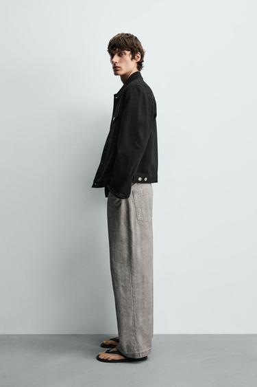 HERRINGBONE STRAIGHT-LEG TROUSERS - Grey / Tan by Zara - Image 3