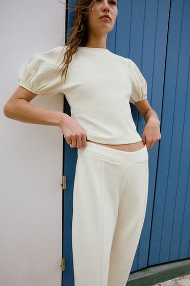 Zara VOLUME PANTS - Ecru