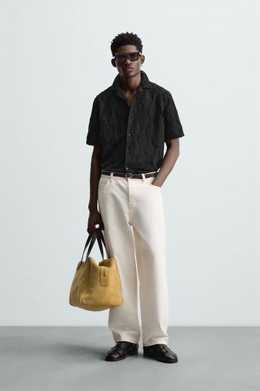 CAMISA JACQUARD TEXTURA - Negro de Zara - Imagen 0