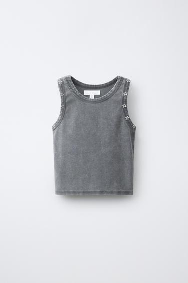 TOP مرصع - رمادي أنثراسايت الخاص بـ Zara