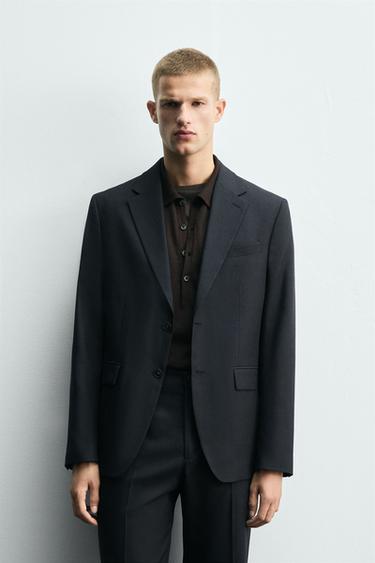 Zara HOUNDSTOOTH SUIT BLAZER - Navy blue