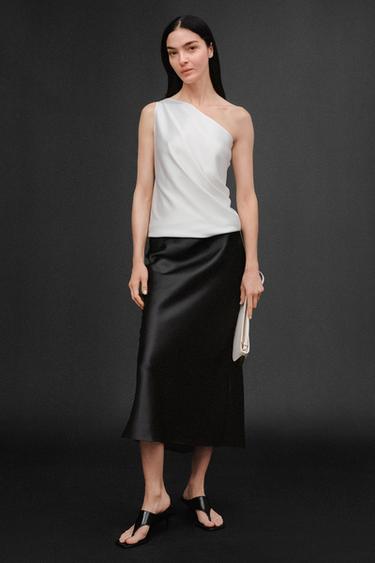 SATIN MIDI SKIRT 50TH ANNIVERSARY - Black by Zara