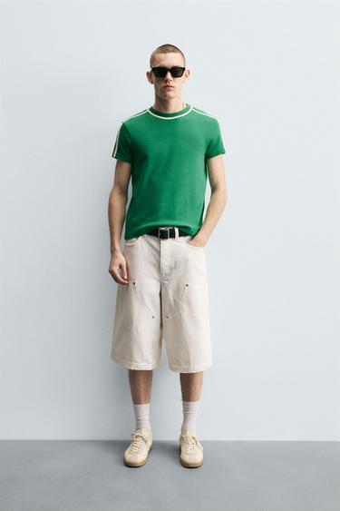 WIDE-LEG DENIM BERMUDA SHORTS - Oyster-white by Zara - Image 0