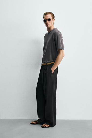 T-SHIRT LIN ET VISCOSE - Gris foncé de Zara - Image 3