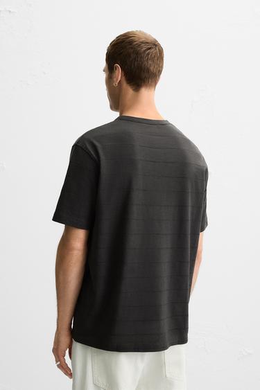 STRIPED BUTTON NECK T-SHIRT - Khaki by Zara - Image 2