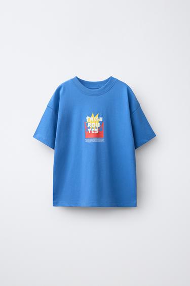 RAISED PRINT T-SHIRT - Blue by Zara