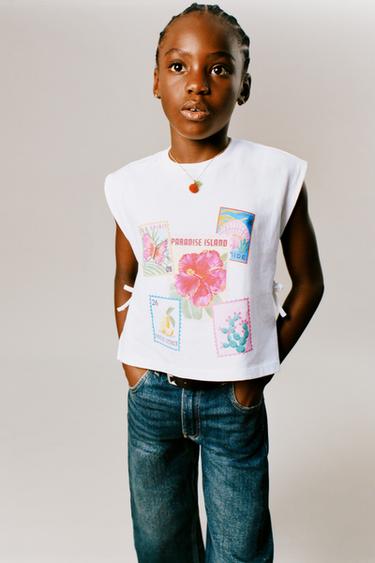 Zara BOW PRINT T-SHIRT - White - Image 0