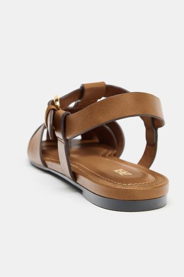 FLAT CAGE SANDALS - Brown by Zara - Image 4