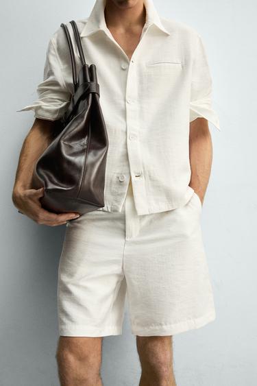 FLUID RELAXED FIT BERMUDA SHORTS - Oyster-white by Zara - Image 5
