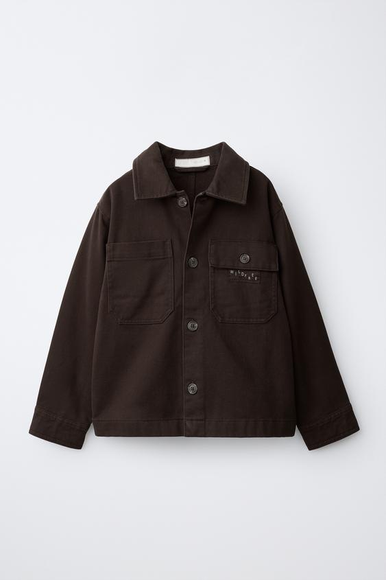 Zara LABEL POCKET OVERSHIRT - Burgundy - Image 0