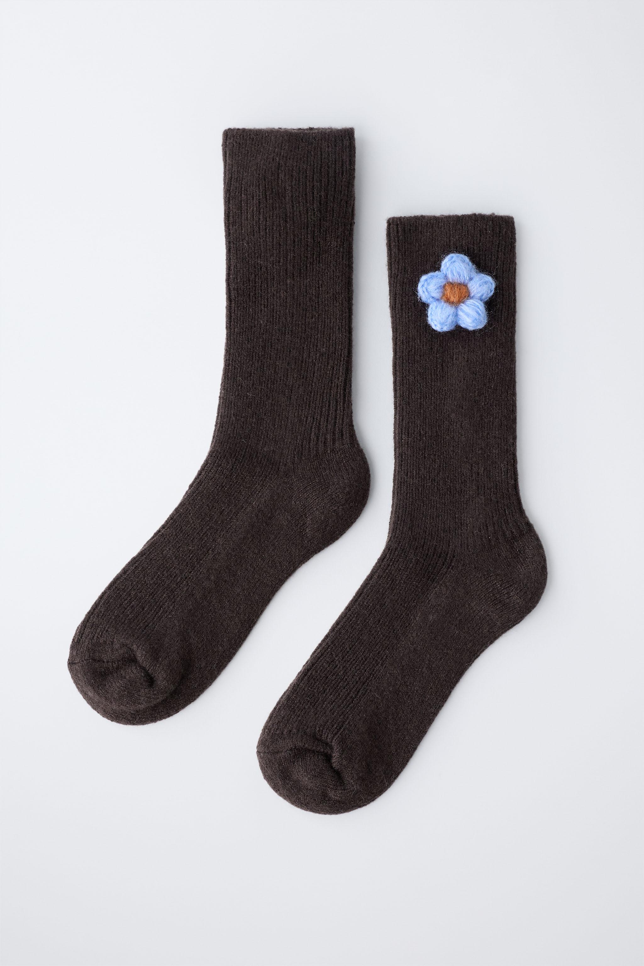 CHAUSSETTES FLEUR AVEC LAINE