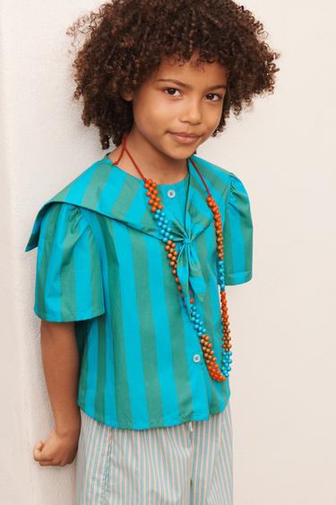 CHEMISE FOULARD RAYURES LIMITED EDITION - Bleu / Vert de Zara - Image 1