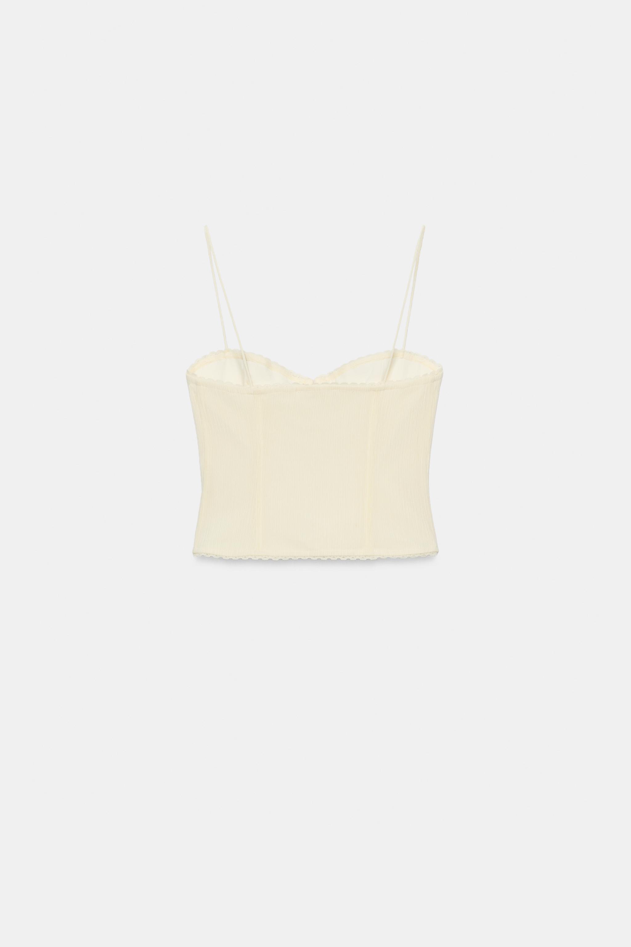 Zara ÇİÇEK DETAYLI KORSE TARZI TOP görsel 6