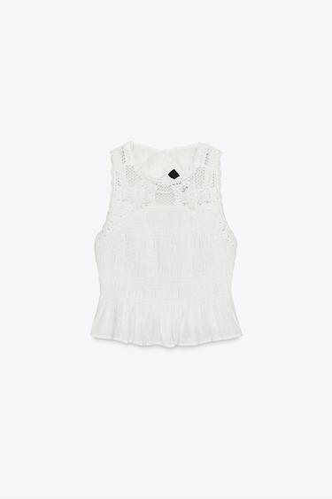OPEN-BACK CROCHET MIX TOP - White by Zara - Image 3