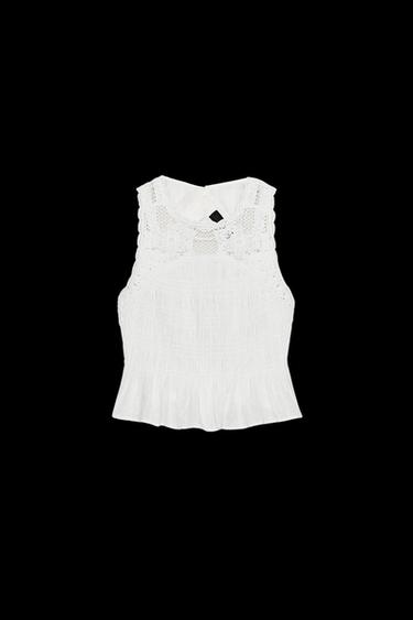OPEN-BACK CROCHET MIX TOP - White by Zara