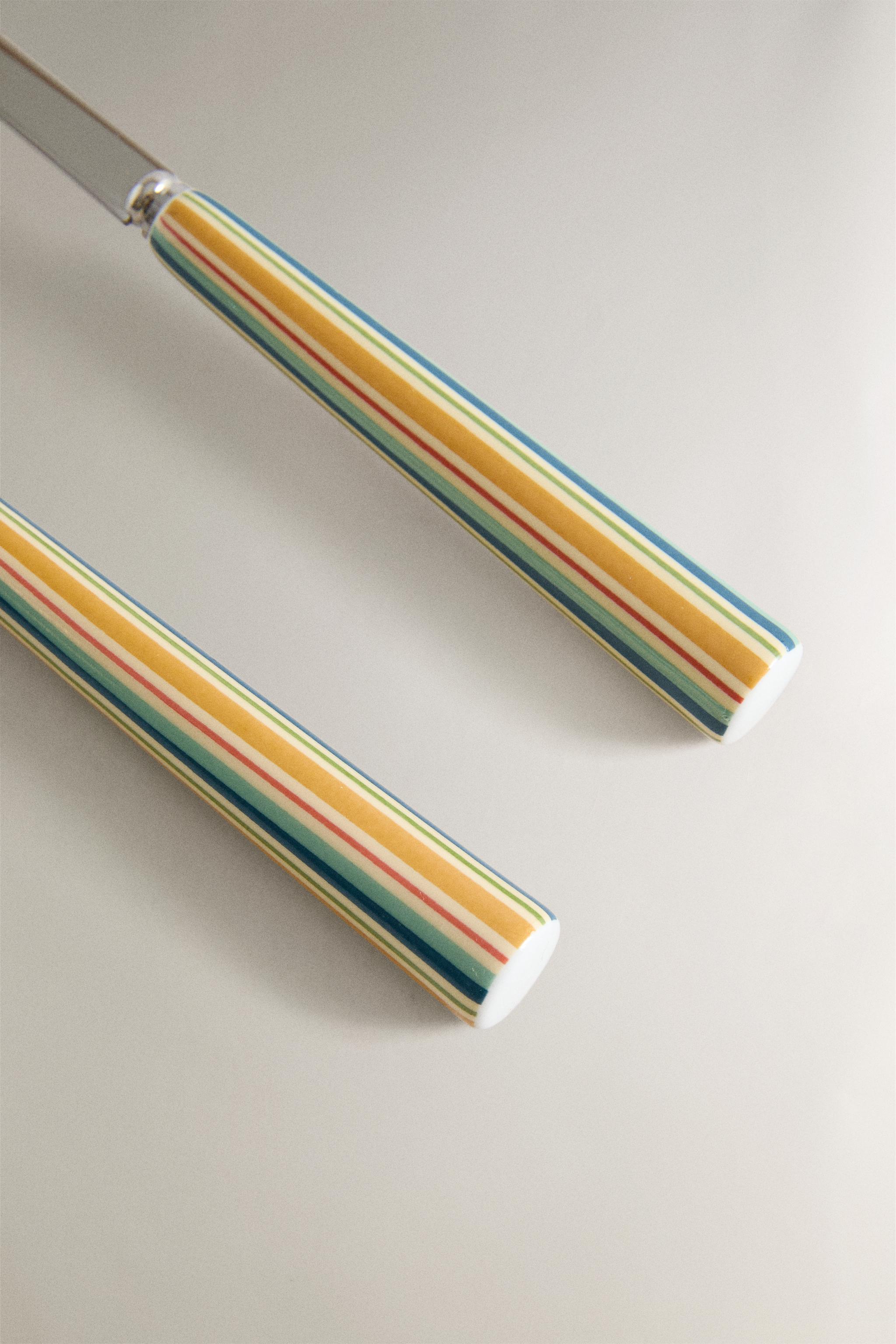 CERAMIC HANDLE SALAD CUTLERY SET (SET OF 2)