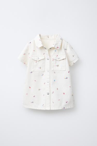 FLORAL TWILL DRESS - Ecru by Zara - Image 0