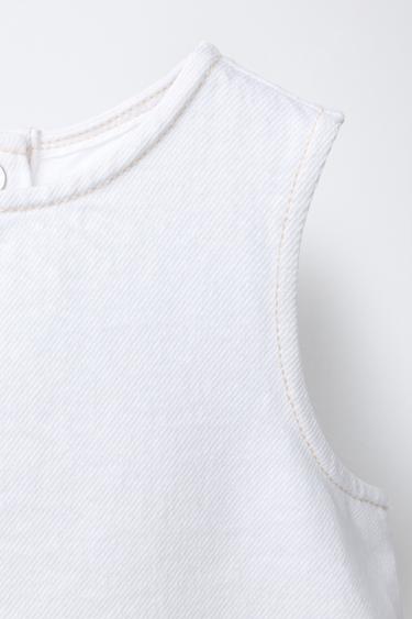 TOP EN DENIM À VOLANTS - Blanc de Zara - Image 2