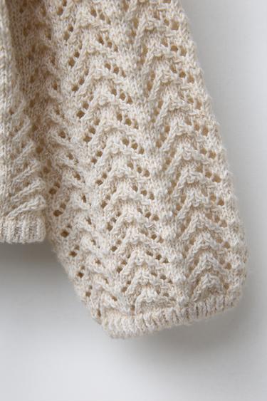 TEXTURED KNIT CARDIGAN - Light beige by Zara - Image 3