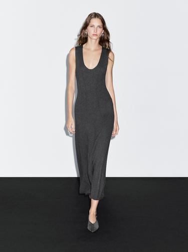 Zara Long A-line knit dress - Anthracite grey