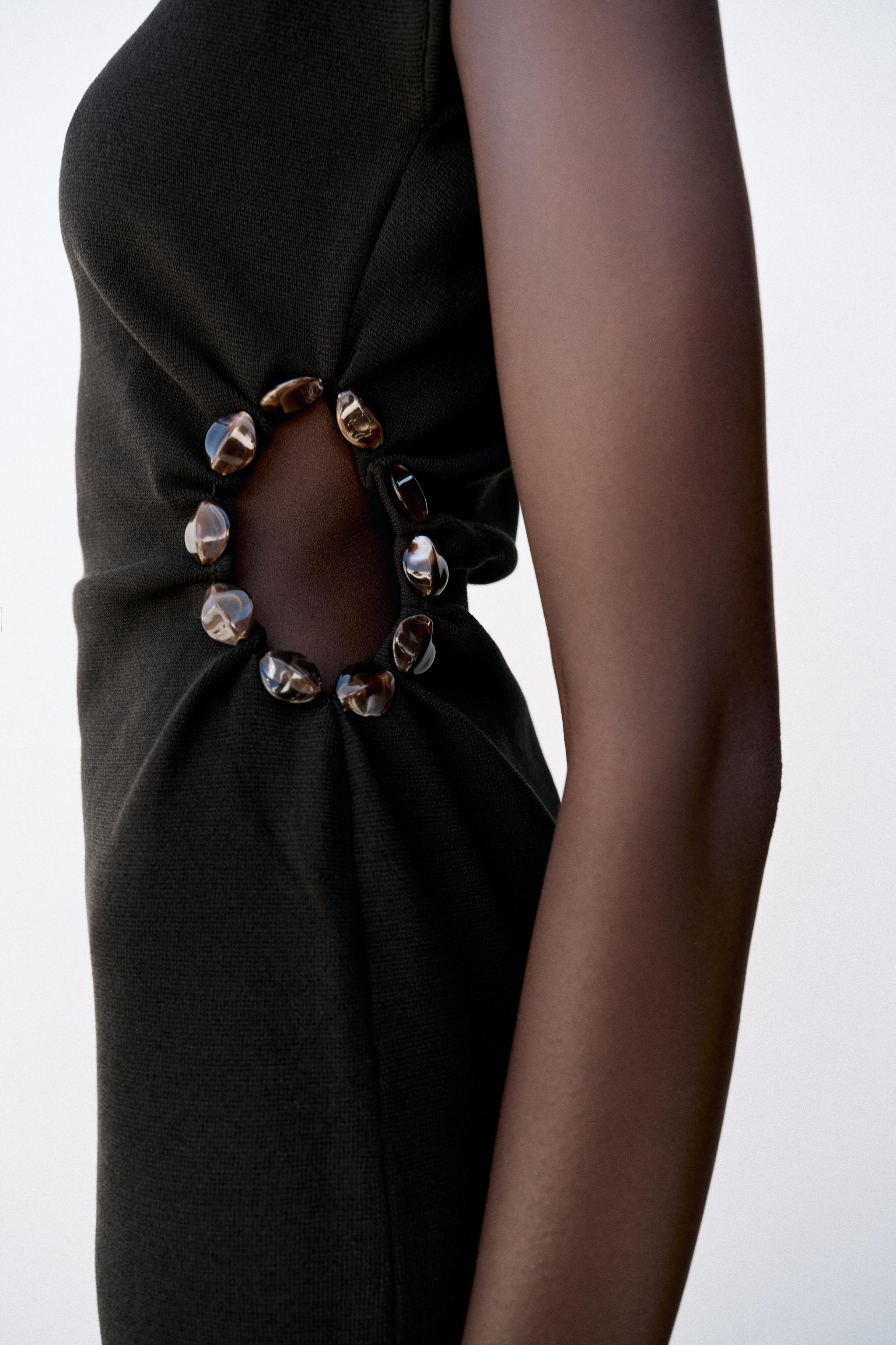 Zara BEADED CUT-OUT KNIT DRESS — фото 3