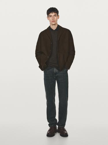 Zara Nubuck leather blazer - Chocolate