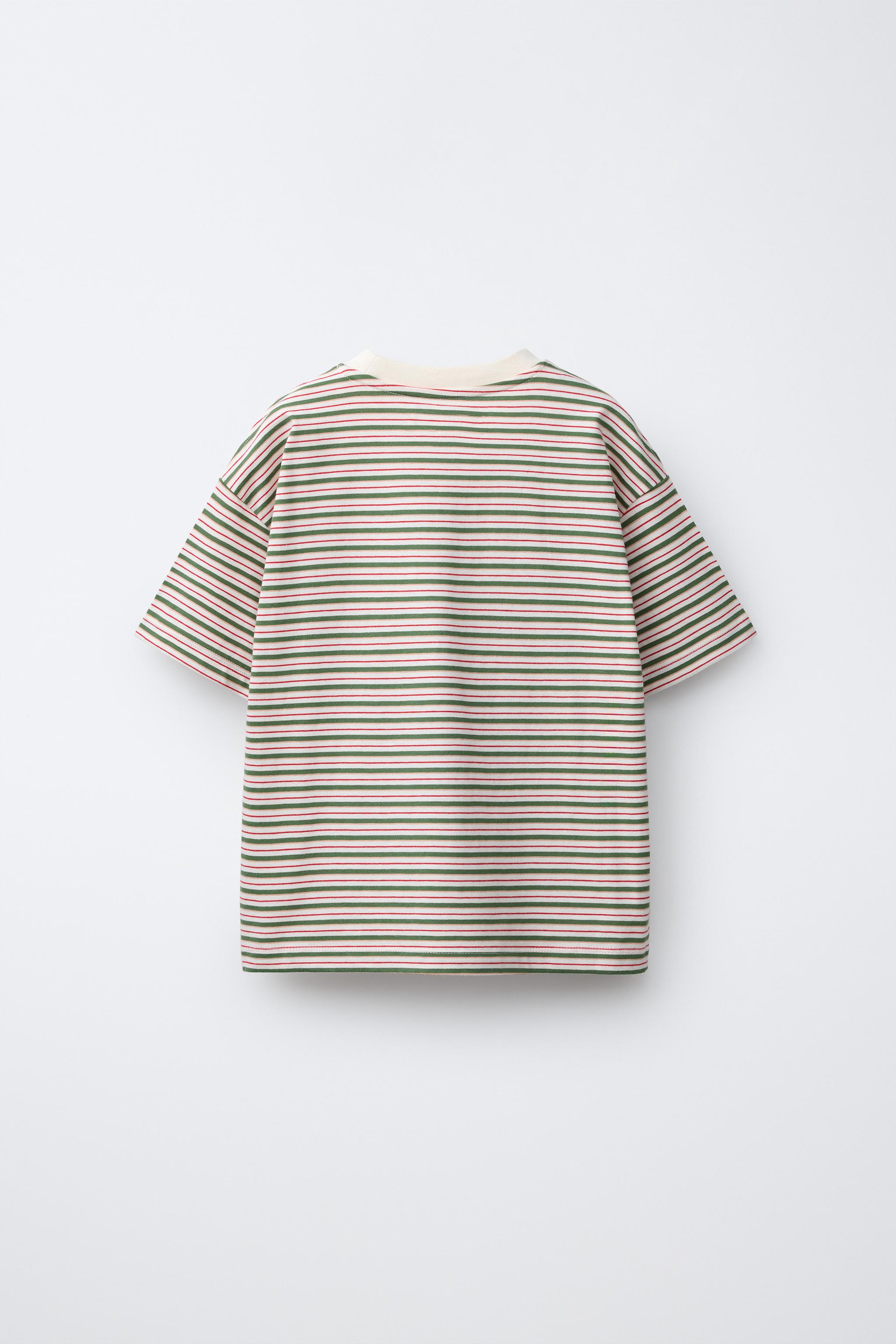 T-SHIRT RAYURES AVEC INSCRIPTION BRODÉE