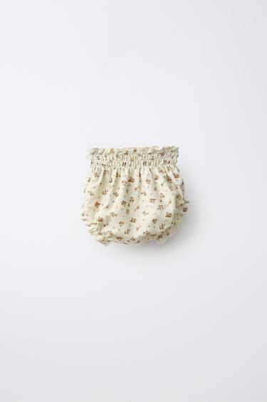 FLORAL CORDUROY BLOOMERS — Beige 2