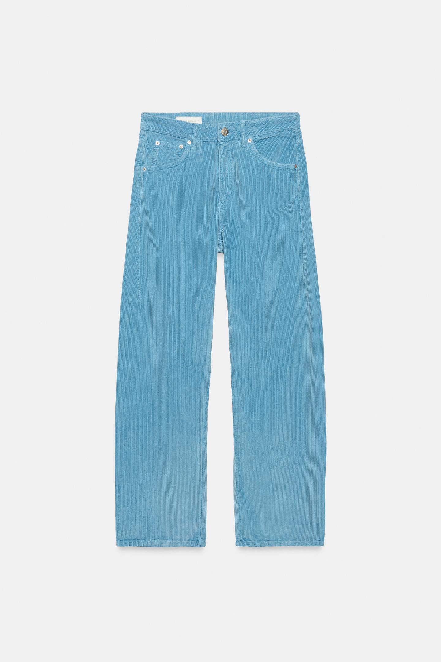 Женские брюки Zara Corduroy Boyfriend, цвет: Светлый синий — фото 6
