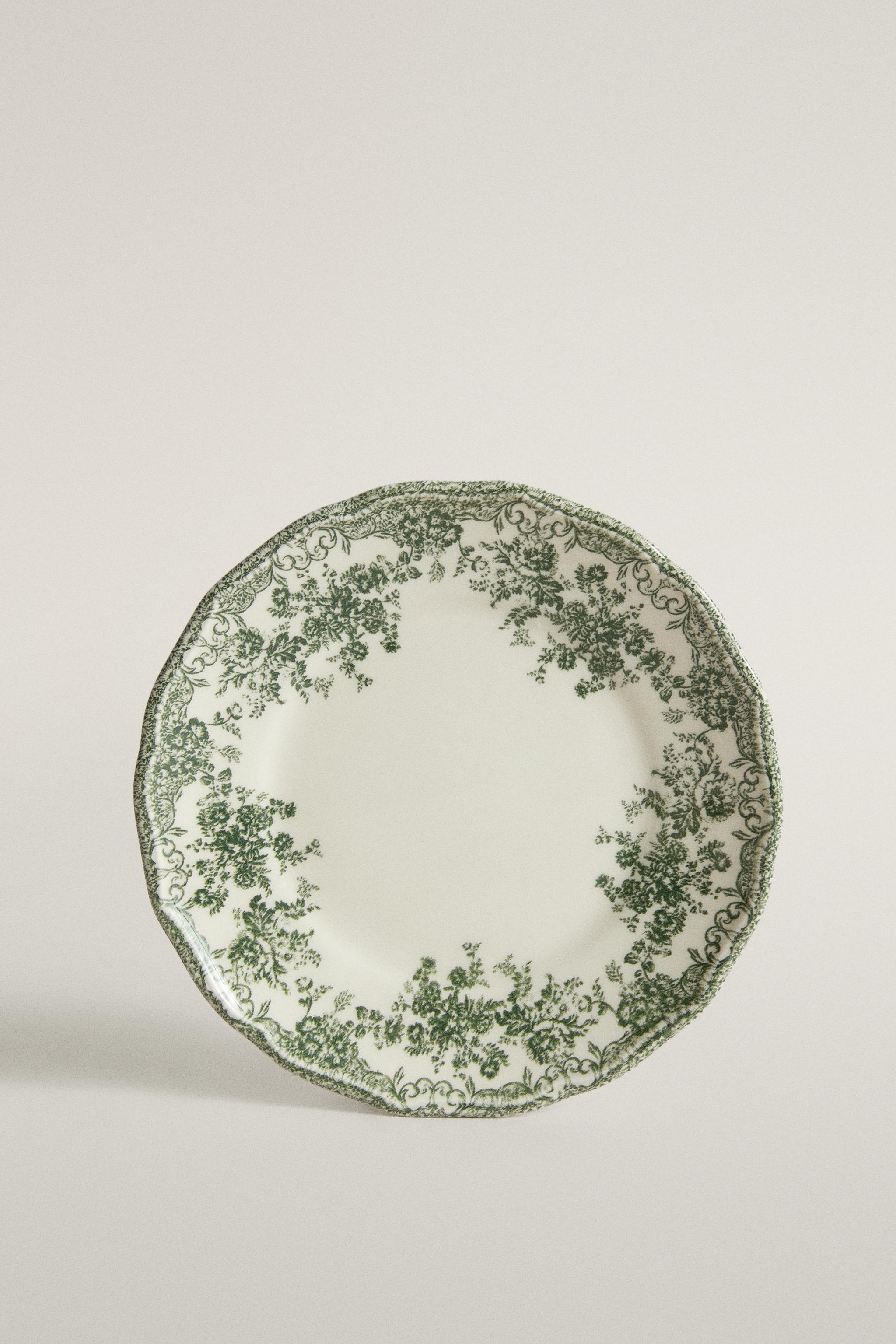 ZARA  27cm プレート 3枚 花柄 アンティーク風 ポルトガル製 サイドプレート クレイポッタリー 花柄 - ブルー | ZARA Japan / 日本