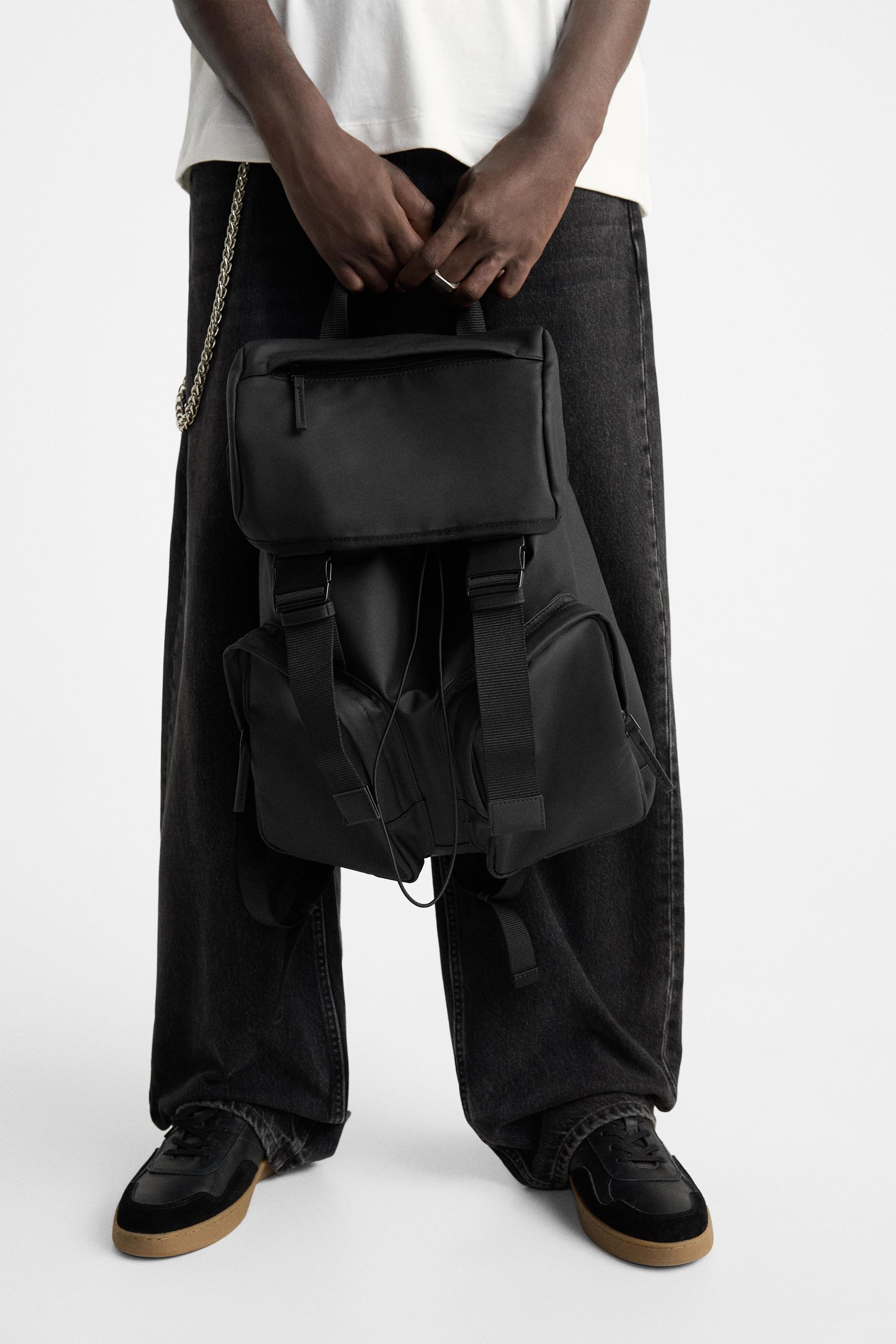 RUBBERISED MULTI POCKET BACKPACK Black ZARA Australia