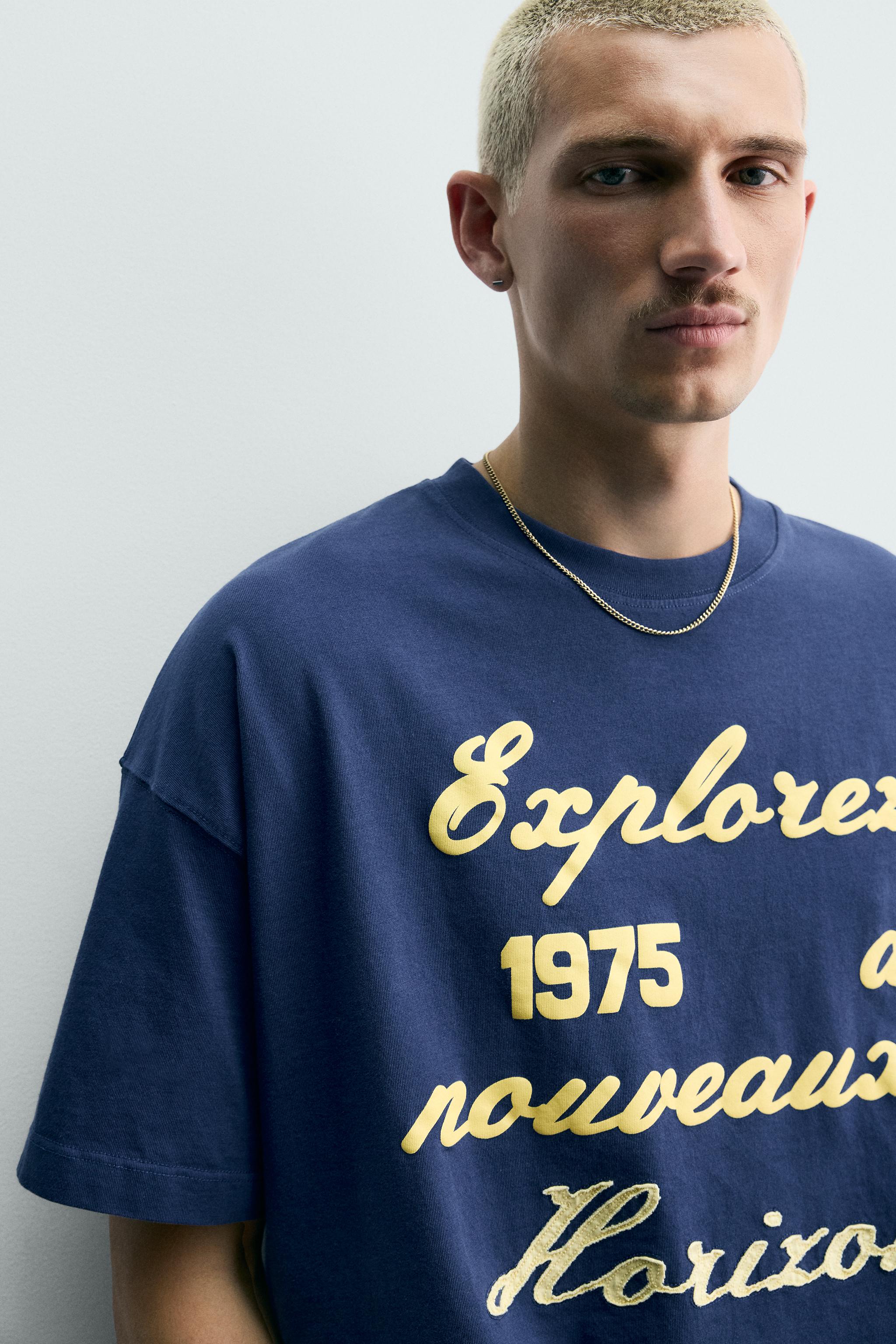 Мужские футболки Zara EMBROIDERED PRINT T-SHIRT — фото 5