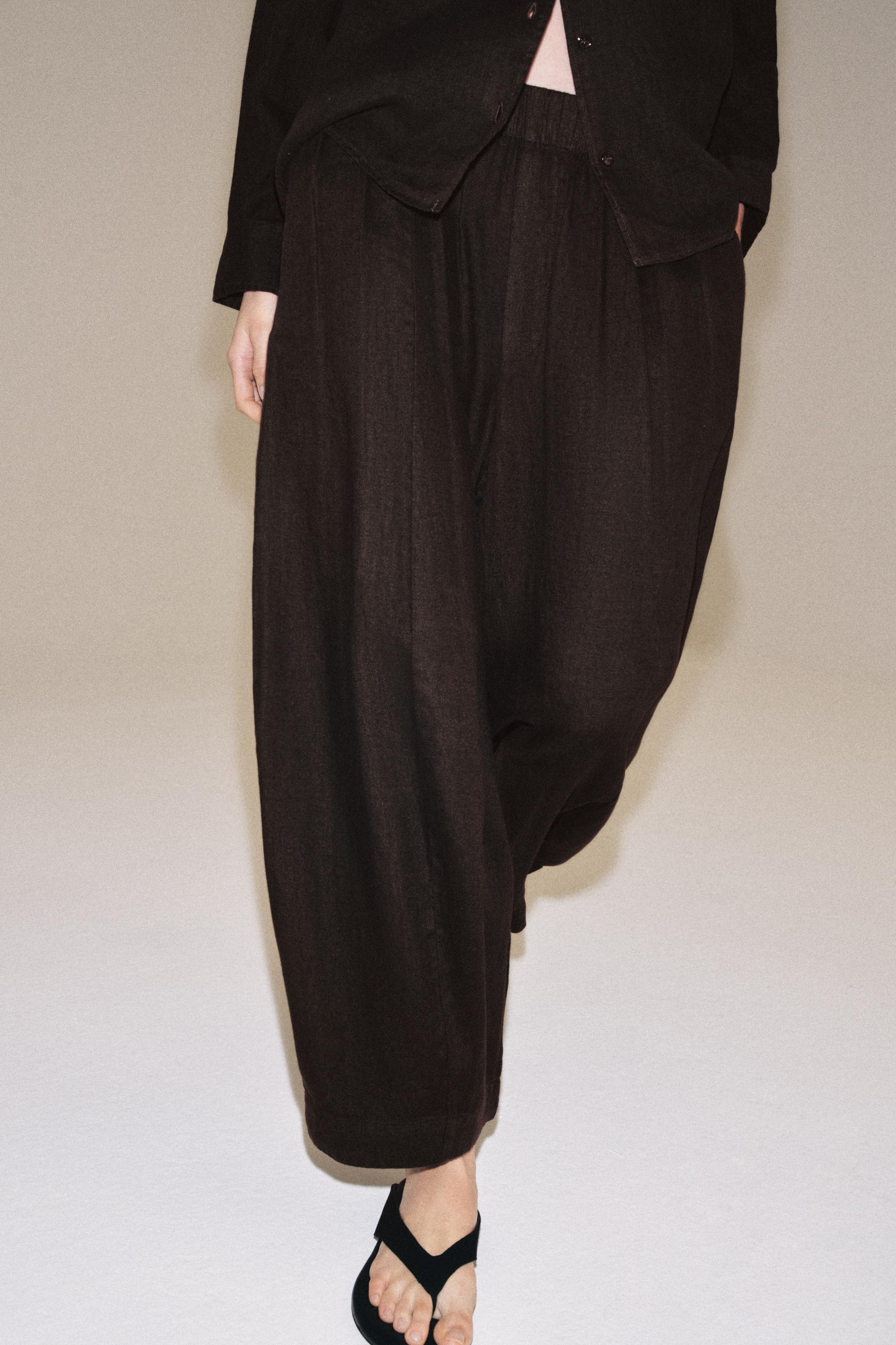 100% LINEN BARREL PANTS ZW COLLECTION