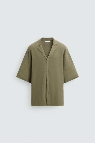 CHEMISE EN MAILLE STRUCTURÉE - Kaki de Zara