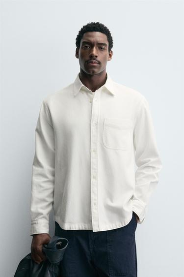 TEXTURED SHIRT WITH POCKET - Ecru by Zara