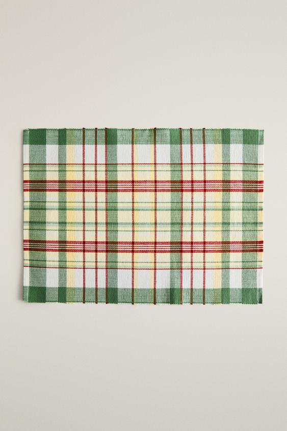 PACK OF COLOURED CHECK PLACEMATS (PACK OF 2) - أخضر الخاص بـ Zara - صورة 0