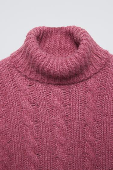 PULL EN MAILLE À TORSADES - Rose poudré de Zara - Image 4