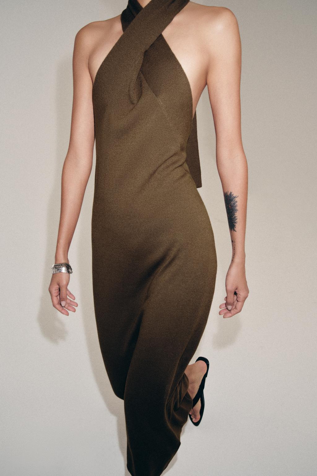 KNIT HALTER MIDI DRESS - image 2