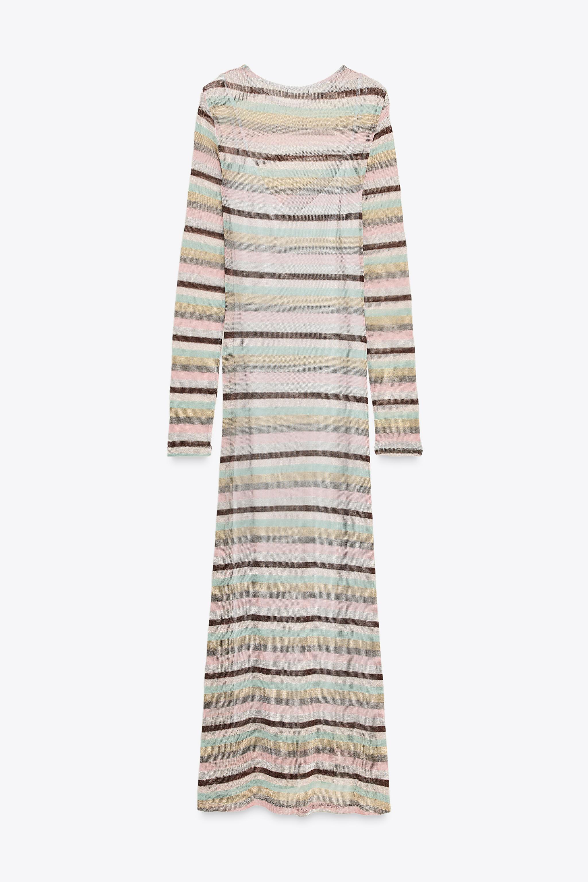 メタリックストライプ柄ロングワンピース - マルチカラ― | ZARA