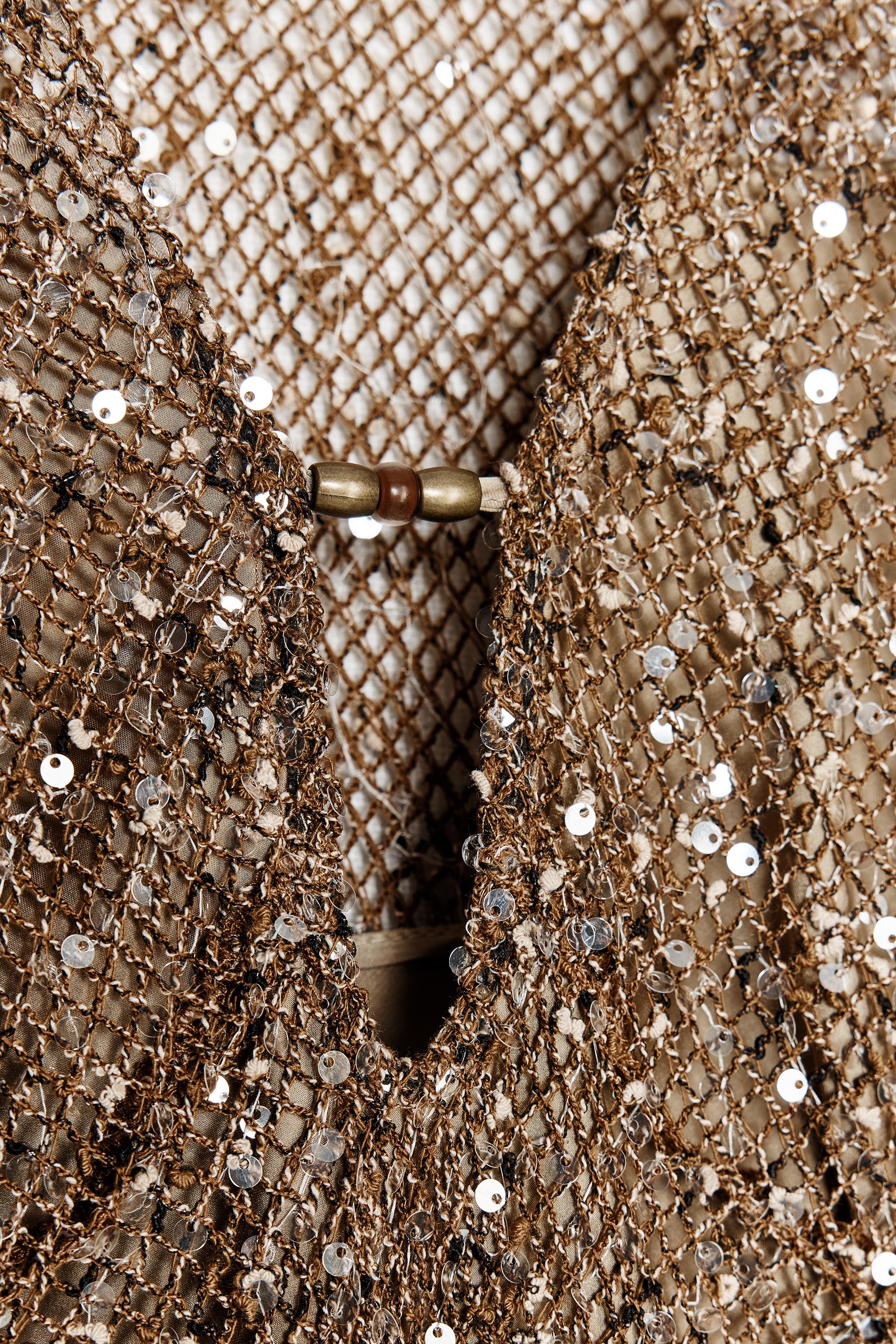 ZARA スパンコール ミディワンピース 3618/862 SEQUIN MIDI DRESS - Brown | ZARA United States