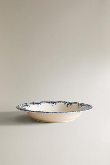 Zara FLORAL EARTHENWARE SOUP PLATE - Blue